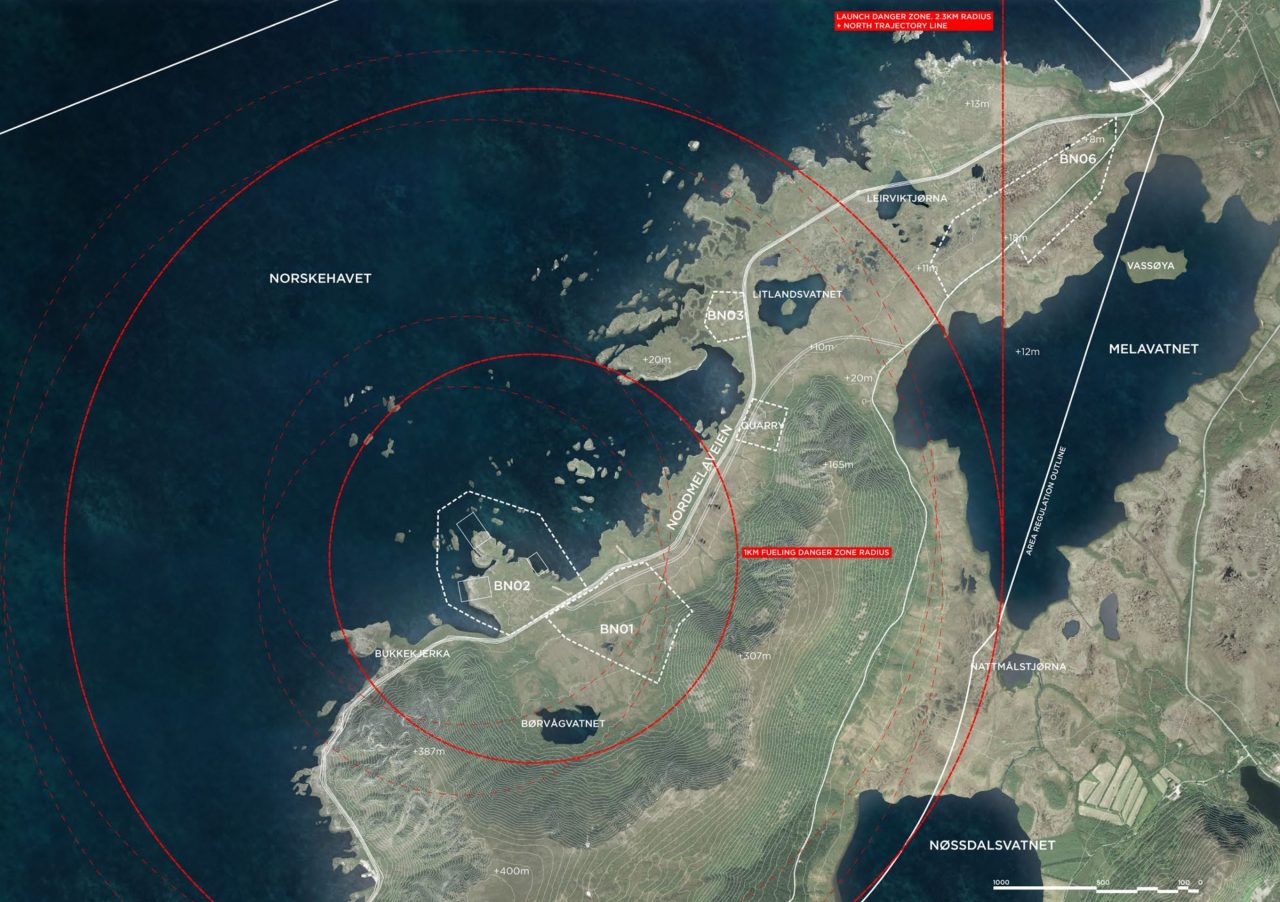 Andoya Space Port Layout with Launch Pads and AIT